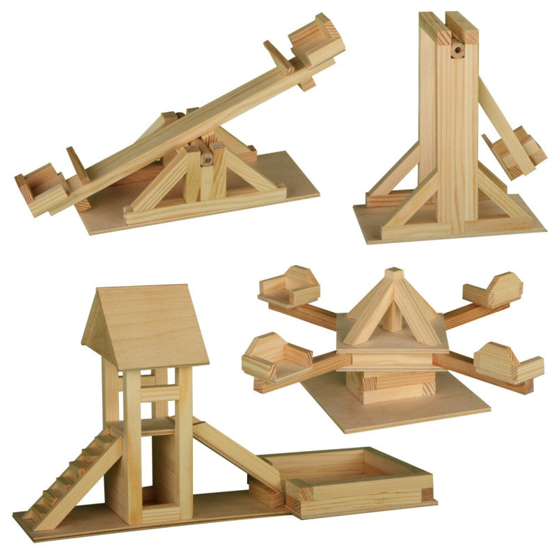 Set de construit Loc de joaca, 176 piese din lemn, Walachia